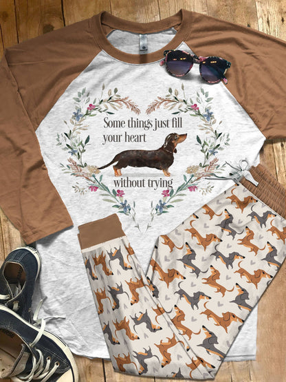 Dachshund Set Dachshund Pajama Set |Sleepwear Pjs Sets | Raglan Shirt Pants Set
