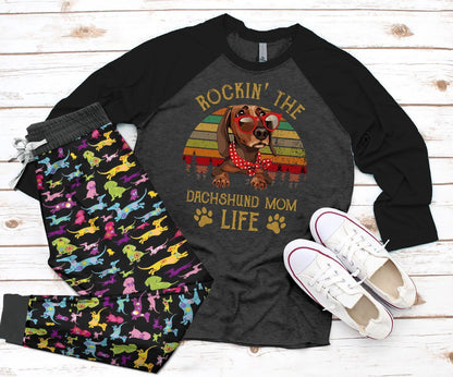 Dachshund Black Good Pajama Set |Sleepwear Pjs Sets | Raglan Shirt Pants Set