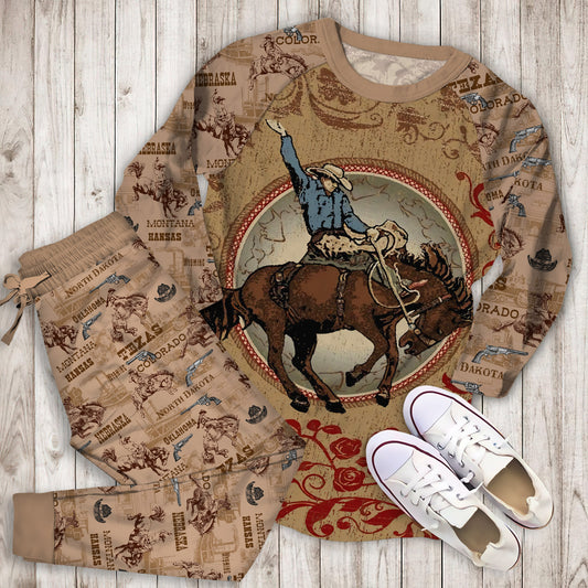 Cowboy Pajama Set |Sleepwear Pjs Sets | Raglan Shirt Pants Set