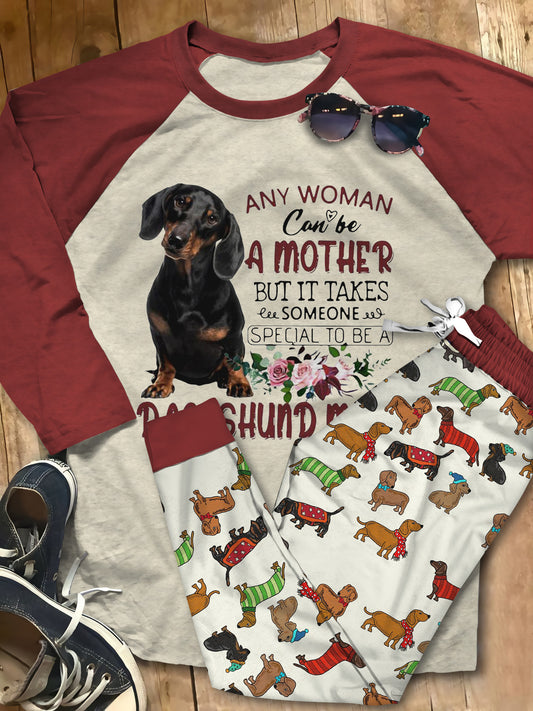 Dachshund Dachshund Mom Pajama Set |Sleepwear Pjs Sets | Raglan Shirt Pants Set