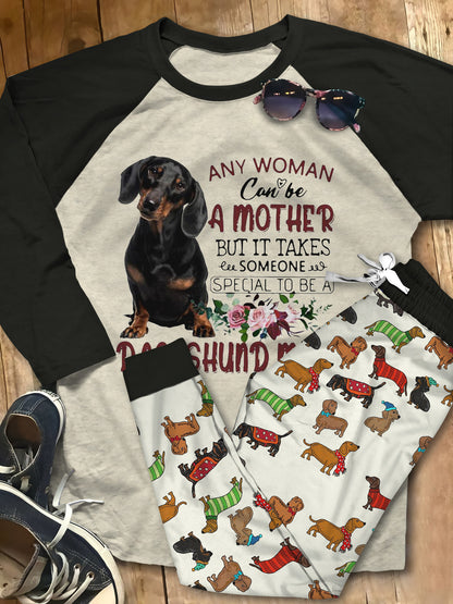 Dachshund Dachshund Mom Pajama Set |Sleepwear Pjs Sets | Raglan Shirt Pants Set