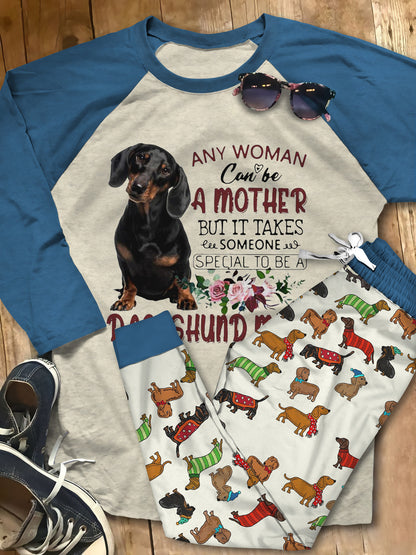 Dachshund Dachshund Mom Pajama Set |Sleepwear Pjs Sets | Raglan Shirt Pants Set