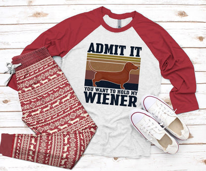 Dachshund Admit Pajama Set |Sleepwear Pjs Sets | Raglan Shirt Pants Set