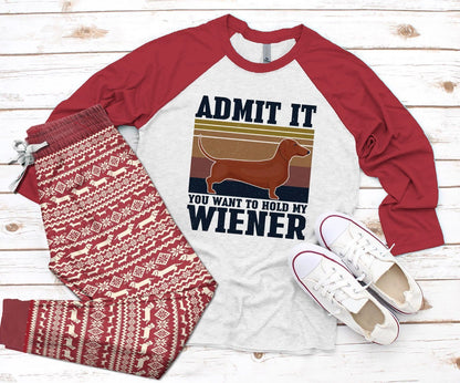 Dachshund Admit Pajama Set |Sleepwear Pjs Sets | Raglan Shirt Pants Set