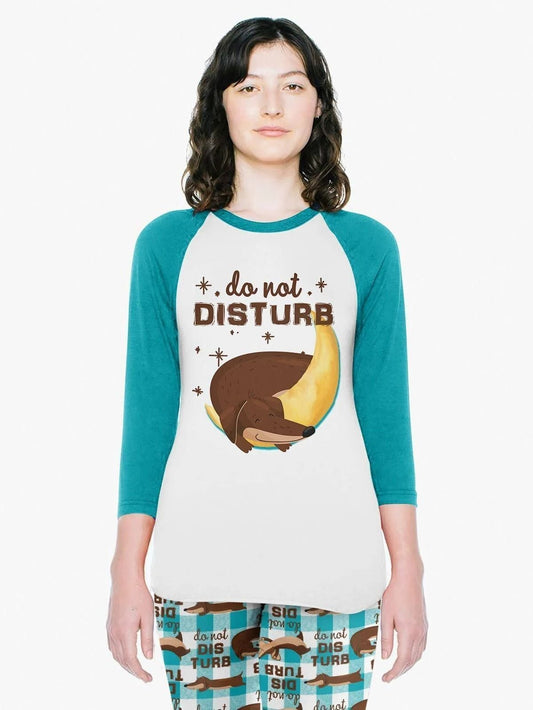 Dachshund Do Not Disturb Dachshund Sleeping Aav Pajama Set |Sleepwear Pjs Sets | Raglan Shirt Pants Set