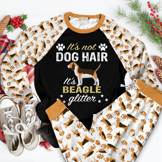 Beagle Beagle Glitter Aac Pajama Set |Sleepwear Pjs Sets | Raglan Shirt Pants Set