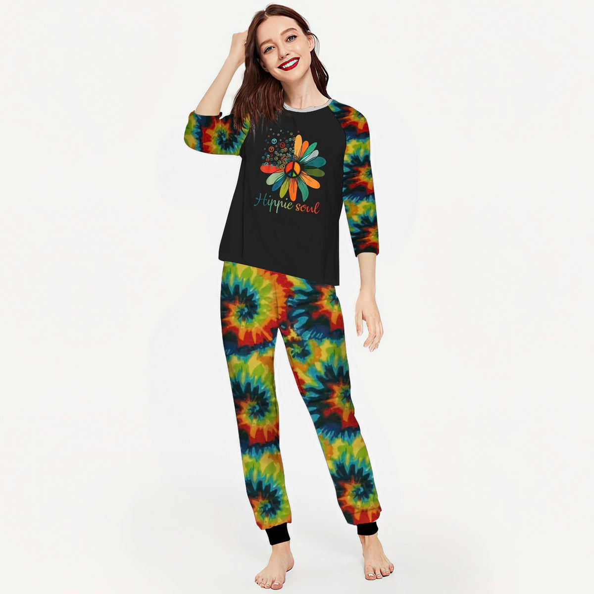 Hippie Sample Hippie Soul Abh Pajama Set |Sleepwear Pjs Sets | Raglan Shirt Pants Set