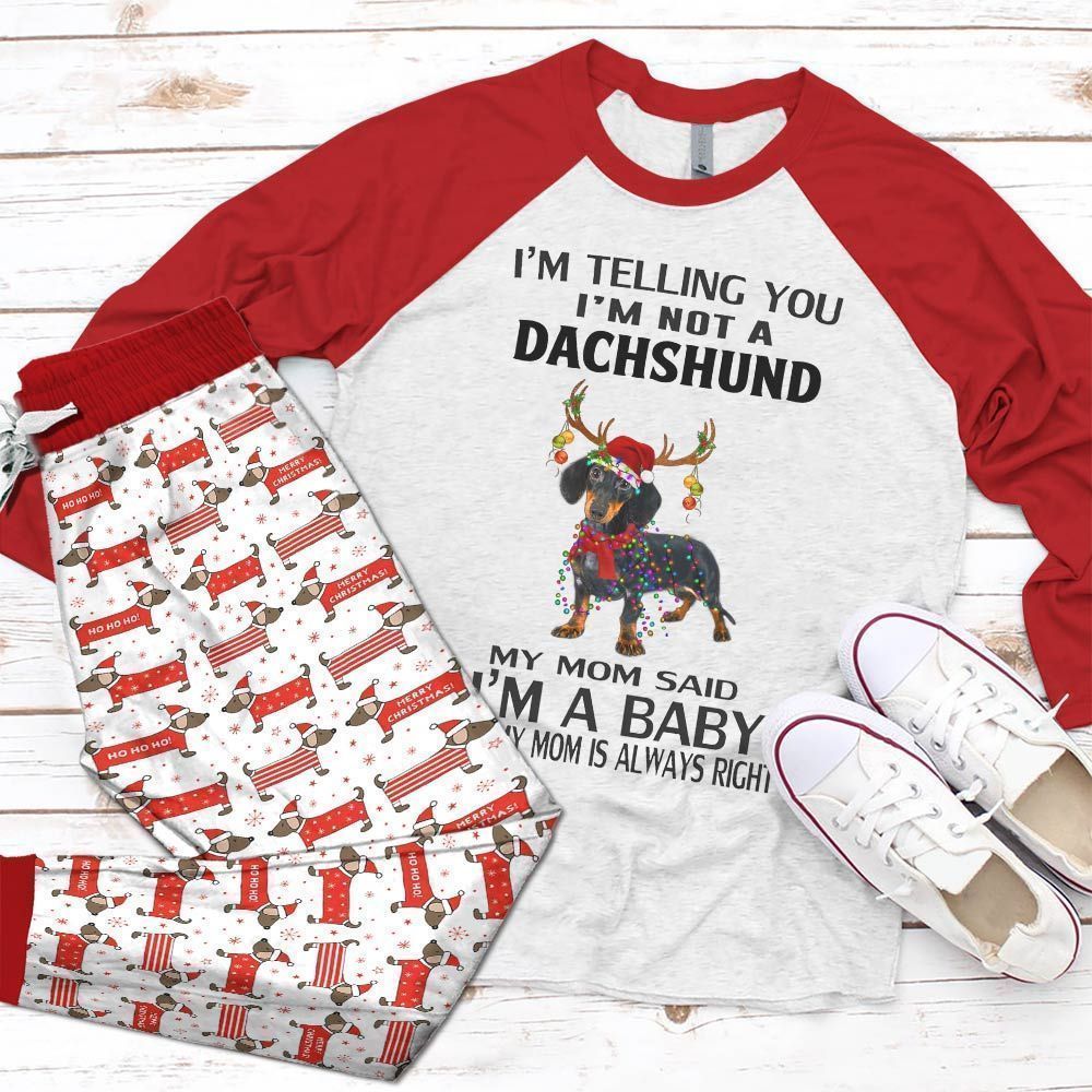 Dachshund I M A Baby Pajama Set |Sleepwear Pjs Sets | Raglan Shirt Pants Set