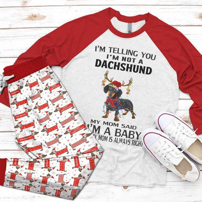 Dachshund I M A Baby Pajama Set |Sleepwear Pjs Sets | Raglan Shirt Pants Set