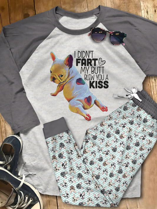 French Bulldog May Baby King Pajama Set |Sleepwear Pjs Sets | Raglan Shirt Pants Set