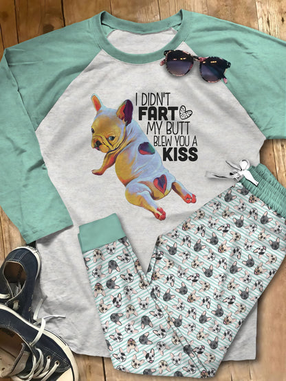 French Bulldog May Baby King Pajama Set |Sleepwear Pjs Sets | Raglan Shirt Pants Set