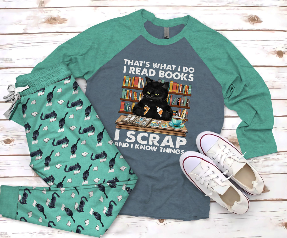 Black Cat So Cute Pajama Set |Sleepwear Pjs Sets | Raglan Shirt Pants Set