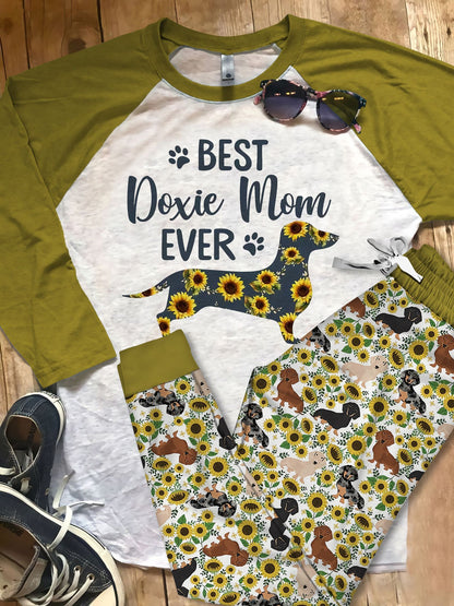 Dachshund Dog Pajama Set |Sleepwear Pjs Sets | Raglan Shirt Pants Set