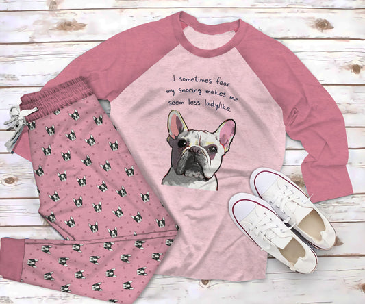 French Bulldog May Baby King Pajama Set |Sleepwear Pjs Sets | Raglan Shirt Pants Set