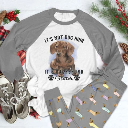 Dachshund Glitter Pajama Set |Sleepwear Pjs Sets | Raglan Shirt Pants Set