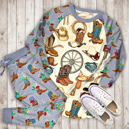 Cowboy Pajama Set |Sleepwear Pjs Sets | Raglan Shirt Pants Set