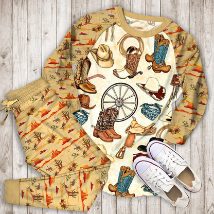 Cowboy Pajama Set |Sleepwear Pjs Sets | Raglan Shirt Pants Set