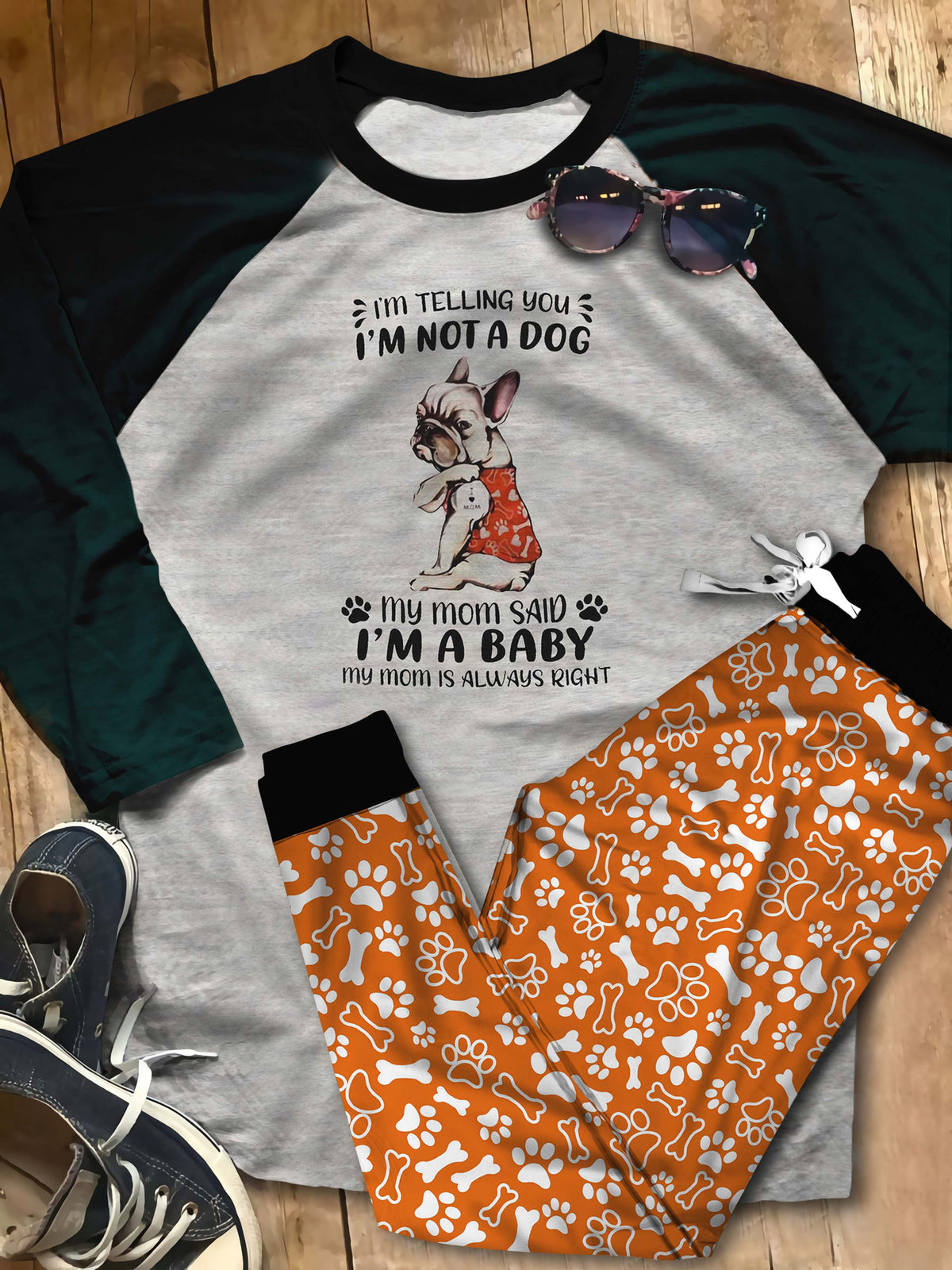 French Bulldog Lovers Aao Pajama Set |Sleepwear Pjs Sets | Raglan Shirt Pants Set