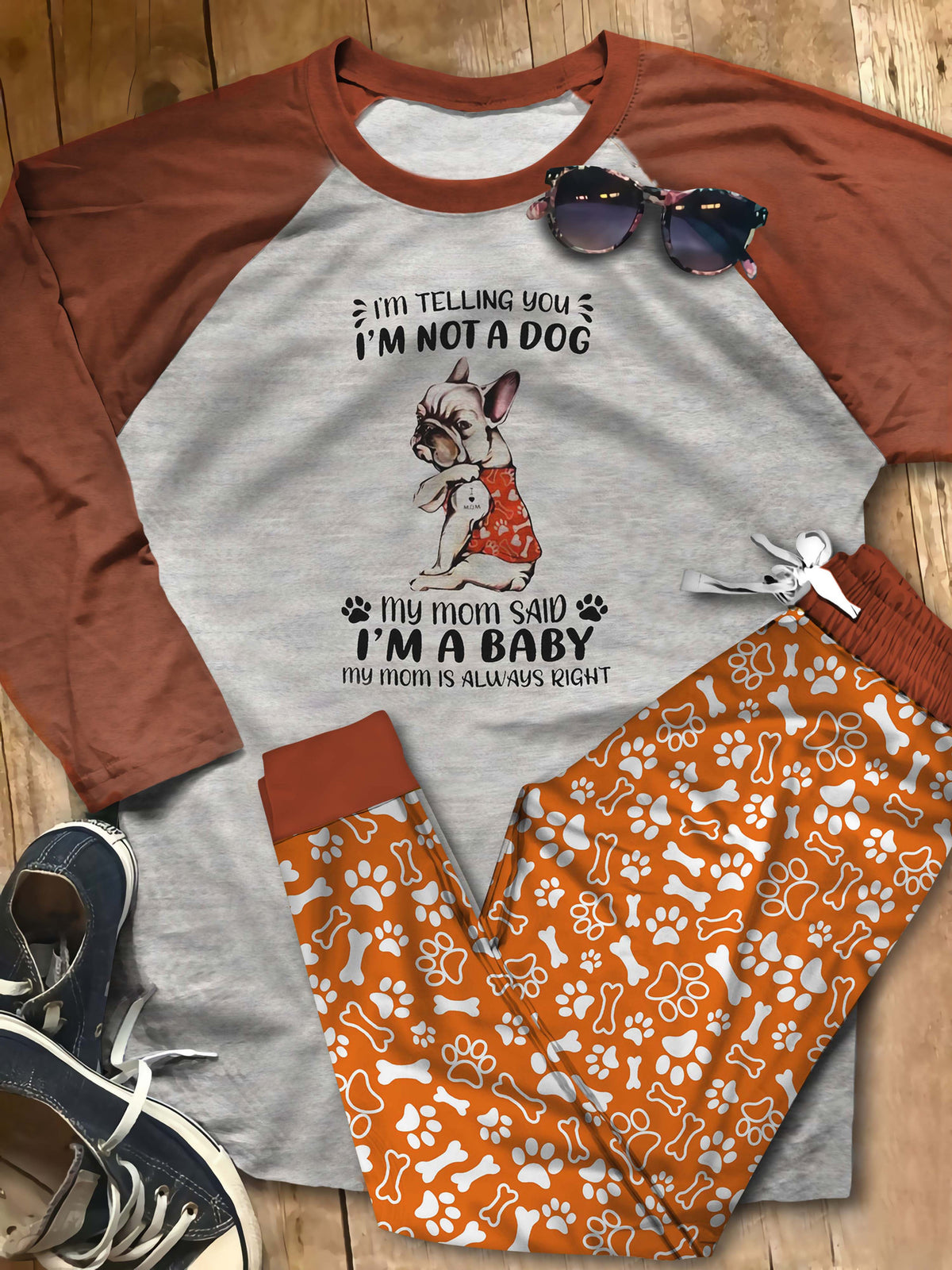 French Bulldog Lovers Aao Pajama Set |Sleepwear Pjs Sets | Raglan Shirt Pants Set