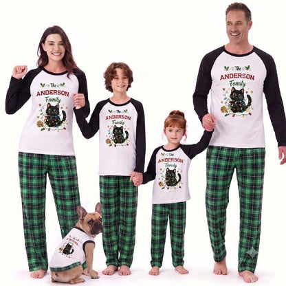 Cute Cat Christmas Tree Family Matching Christmas Pajamas With Pet