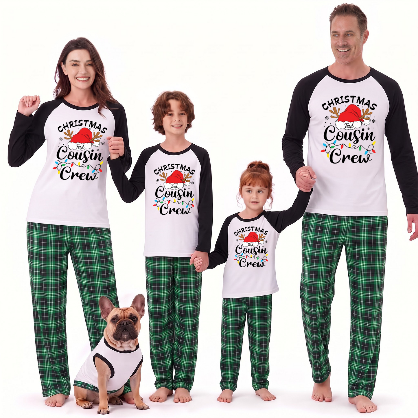Custom Name Cute Christmas Cousin Crew Matching Family Pyjama Set